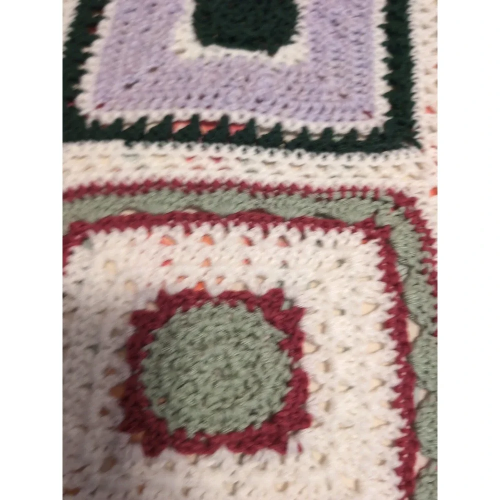 Vintage Handmade Granny Square‎ Afghan 39x52